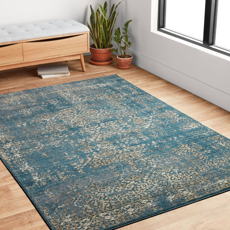 Diez Blue/Taupe Area Rug Joss & Main